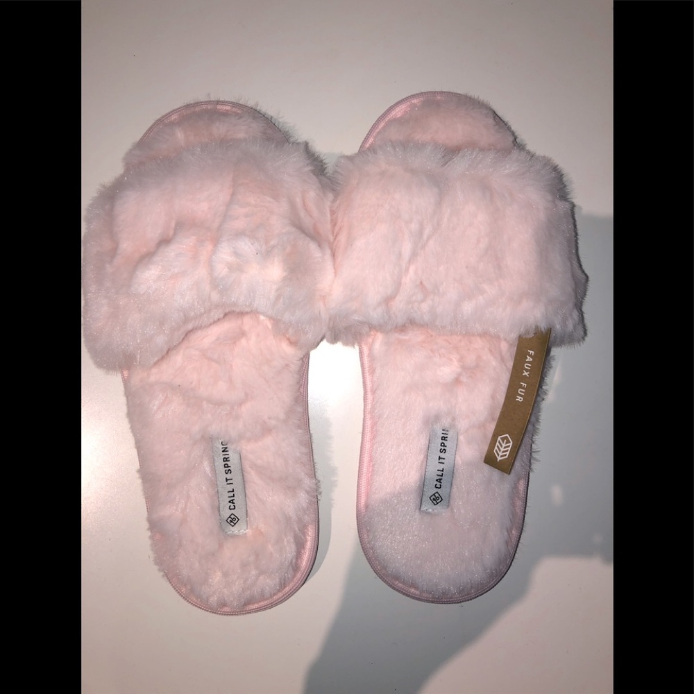 Call It Spring Faux Fur Slides